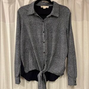 Women's Michael Kors L Black and White Button-Up Top